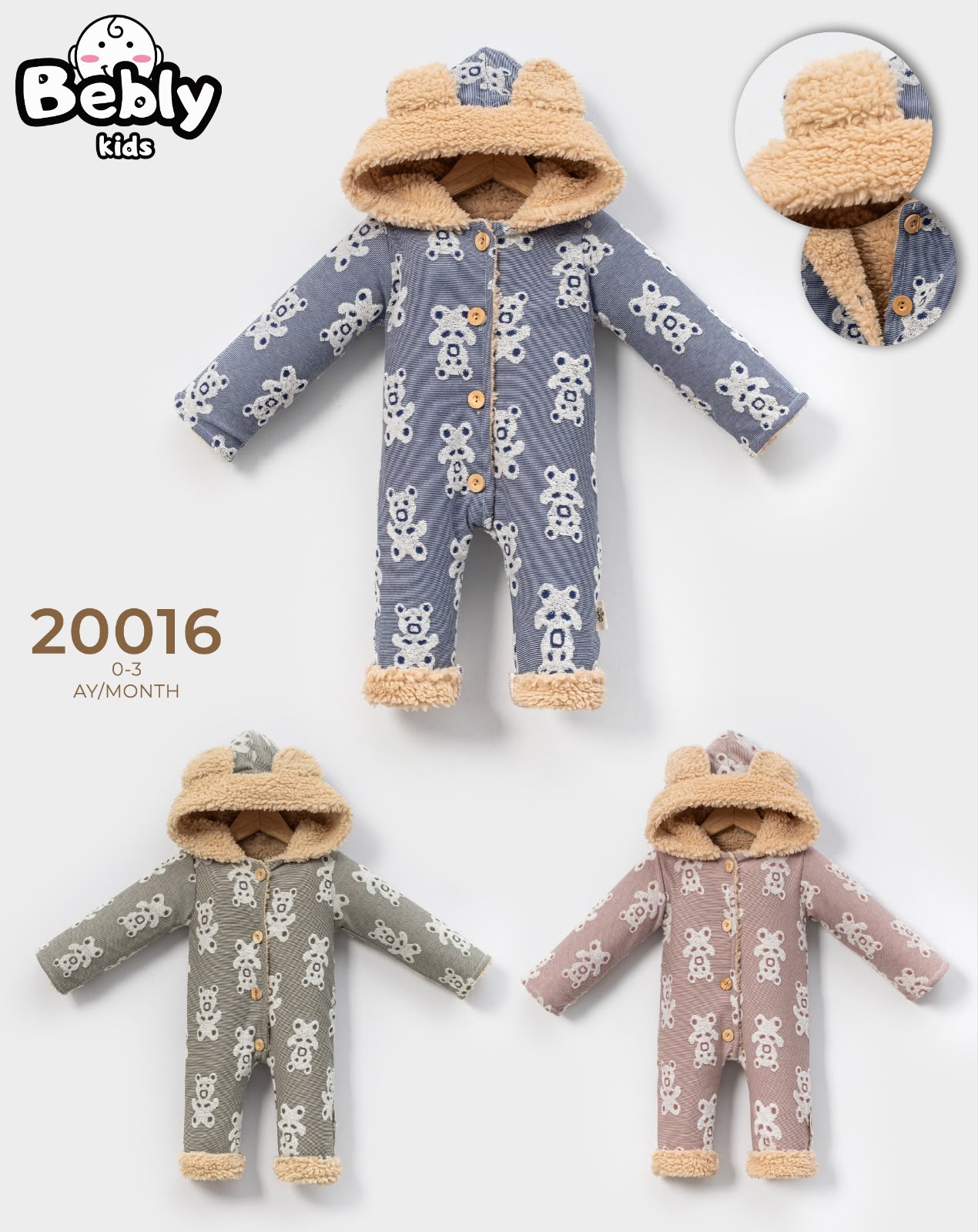 Bebly yenidoğan tulumu / takım model 20016