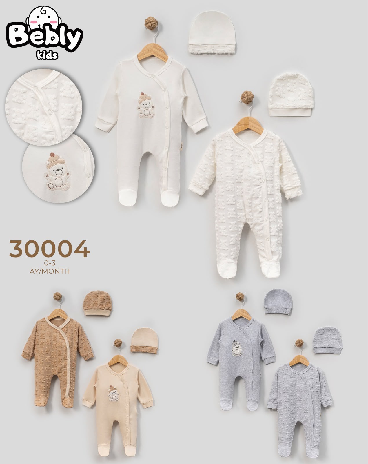 Bebly yenidoğan tulumu / takım model 30004